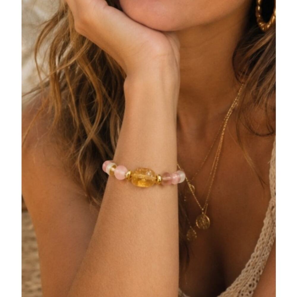 Pomina Frosted Bead Stretch Bracelet New